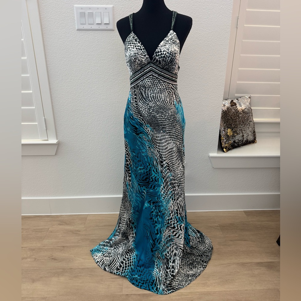 Vienna Elegant Blue and Black Women's Dress